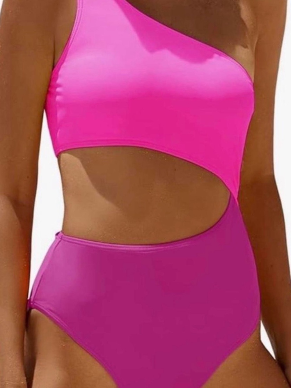 PLUS SIZE One-Shoulder Two-Tone Pink High-Waist Monokini NWOT Size XXL